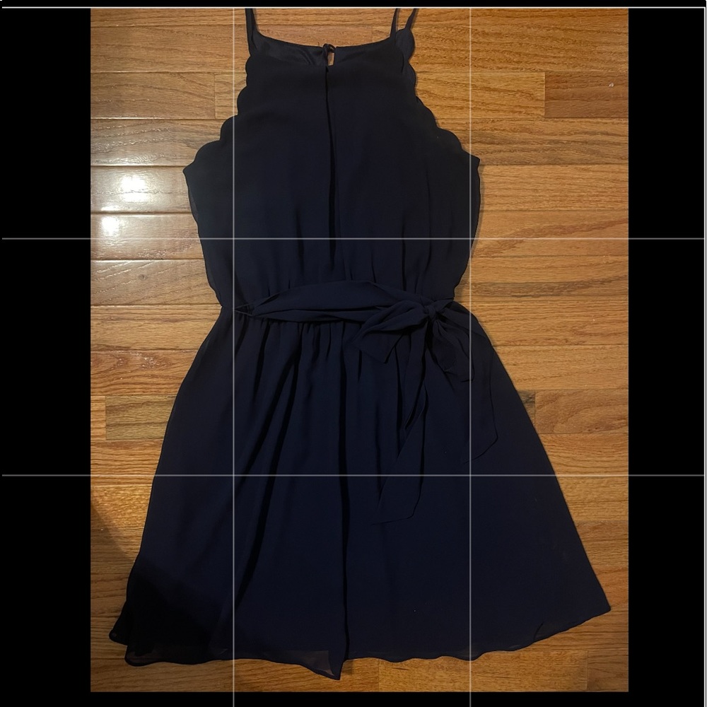 Navy Blue Scalloped Halter Neck Short Dress. Homecoming or Semi. Size XS.